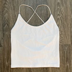 AE White Cross Back Tank